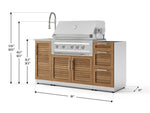NewAge Outdoor Kitchens Outdoor Grill Island Stainless-Steel Louvered 5-Piece Cabinet Set with Sink, 3 Drawer, Grill Cabinet, Platinum Grill and Stainless Steel Countertop - (Natural Gas) 