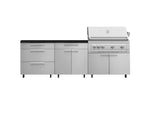 NewAge Outdoor Kitchens Stainless Steel 5-Piece Cabinet Set with Casters and 3 Drawer, Bar, Grill Cabinet, Platinum Grill, Countertop-72587-Garage Giant 