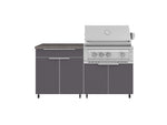 NewAge Outdoor Kitchens Aluminum 4-Piece Cabinet Set with Casters and Bar, Grill Cabinet, Platinum Grill, and Countertop-72276-Garage Giant 