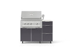 NewAge Outdoor Kitchens Outdoor Grill Island Aluminum 4-Piece Cabinet Set with Casters and 3-Drawer, Grill Cabinet, Platinum Grill and Dekton in Aeris Countertop - (Liquid Propane)-95853-Garage Giant 
