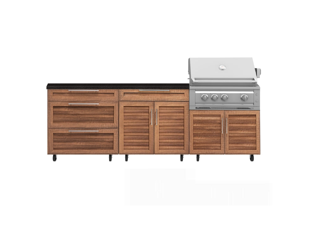 NewAge Outdoor Kitchens Stainless Steel 5-Piece Cabinet Set with Casters and 3 Drawer, Bar, Grill Cabinet, Platinum Grill, Countertop-72597-Garage Giant