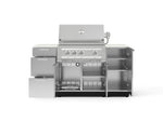 NewAge Outdoor Kitchens Outdoor Grill Island Stainless-Steel 6-Piece Cabinet Set with 1 Door, 3 Drawer, Grill Cabinet, Platinum Grill and Dekton in Aeris Countertops - (Natural Gas) 