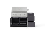 NewAge Outdoor Kitchens Outdoor Grill Island Aluminum 3-Piece Cabinet Set with 3-Drawer, Grill Cabinet and Platinum Grill - (Liquid Propane) 