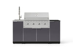 NewAge Outdoor Kitchens Outdoor Grill Island Aluminum 5-Piece Cabinet Set with Sink, 1 Door, Grill Cabinet, Performance Grill and Stainless Steel Countertop - (Natural Gas) 