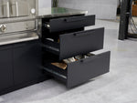 NewAge Outdoor Kitchens Stainless Steel 7-Piece Cabinet Set with 3-Drawer, Bar, Grill Cabinet, Performance Grill, Countertops, and Glass Door Fridge-73674-Garage Giant 