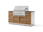 NewAge Outdoor Kitchens Outdoor Grill Island Stainless-Steel Louvered Doors 6-Piece Cabinet Set with 3 Drawers, Grill Cabinet, Platinum Grill and Dekton in Sirius Countertops - (Liquid Propane) | Garage Giant 