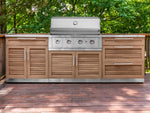 NewAge Outdoor Kitchens Stainless Steel 7-Piece Cabinet Set with 2 Door, Bar, Corner, Grill Cabinet, Performance Grill, and Countertops 