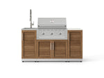 NewAge Outdoor Kitchens Outdoor Grill Island Stainless-Steel Louvered Doors 5-Piece Cabinet Set with Sink, 1 Door, Grill Cabinet, Performance Grill and Stainless Steel Countertop - (Natural Gas) 