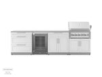 NewAge Outdoor Kitchens Stainless Steel 4-Piece Cabinet Set with 3-Drawer, Bar, Grill Cabinet, and Glass Door Fridge-71413-Garage Giant 