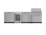 NewAge Outdoor Kitchens Stainless Steel 7-Piece Cabinet Set with 3-Drawer, Bar, Grill Cabinet, Performance Grill, Countertops and Fridge-66585-Garage Giant 