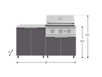 NewAge Outdoor Kitchens Aluminum 4-Piece Cabinet Set with Caster and 2 Door, Grill Cabinet, Performance Grill, Countertop-72513-Garage Giant 