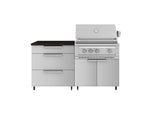 NewAge Outdoor Kitchens Stainless Steel 4-Piece Cabinet set with Casters and 3 Drawer, Grill Cabinet, Platinum Grill, Countertop-72144-Garage Giant 