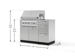 NewAge Outdoor Kitchens Outdoor Grill Island Stainless-Steel 4-Piece Cabinet Set with 3-Drawer, Grill Cabinet, Platinum Grill and Countertop 