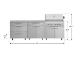 NewAge Outdoor Kitchens Stainless Steel 5-Piece Cabinet Set with Casters and 3 Drawer, Bar, Grill Cabinet, Platinum Grill, Countertop-72658-Garage Giant 