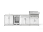 NewAge Outdoor Kitchens Stainless Steel 6-Piece Cabinet Set with Sink, Bar, Grill Cabinet, Platinum Grill, Countertop and Glass Door Fridge-71524-Garage Giant 