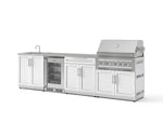 NewAge Outdoor Kitchens Stainless Steel 6-Piece Cabinet Set with Sink, Bar, Grill Cabinet, Platinum Grill, Countertop and Glass Door Fridge-71525-Garage Giant 