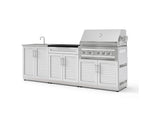 NewAge Outdoor Kitchens Stainless-Steel 5-Piece Cabinet Set with Bar, Sink, Grill Cabinet, Platinum Grill, and Countertop-73403-Garage Giant 