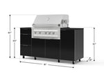 NewAge Outdoor Kitchens Outdoor Grill Island Aluminum 6-Piece Cabinet Set with Casters 1 Door, 3 Drawer, Grill Cabinet, Platinum Grill and Dekton in Sirius Countertops - (Liquid Propane) 