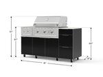 NewAge Outdoor Kitchens Outdoor Grill Island Aluminum 6-Piece Cabinet Set with Casters and 3-Drawer, Grill Cabinet, Performance Grill, Side Burner and Dekton in Aeris Countertop - (Liquid Propane) 