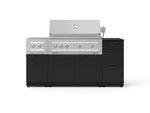 NewAge Outdoor Kitchens Outdoor Grill Island Stainless-Steel 6-Piece Cabinet Set with 3-Drawer, Grill Cabinet, Platinum Grill, Dual Side Burner and Dekton in Sirius Countertop - (Liquid Propane) 