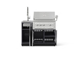 NewAge Outdoor Kitchens Outdoor Grill Island Aluminum 3-Piece Cabinet Set with Sink, Grill Cabinet and Platinum Grill-75267-Garage Giant 