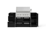 NewAge Outdoor Kitchens Outdoor Grill Island Aluminum 5-Piece Cabinet Set with 1 Door, 3 Drawer, Grill Cabinet and Platinum Grill - (Natural Gas) 