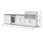 NewAge Outdoor Kitchens Stainless Steel 7-Piece Cabinet Set with 3-Drawer, Bar, Grill Cabinet, Performance Grill, Countertops, and Glass Door Fridge-73703-Garage Giant 