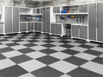 NewAge Garage Flooring Diamond Pattern Polypropylene Garage Flooring Tiles 600 sq. ft. Flooring Bundle - Black and Platinum Checkered Pattern-12576-Garage Giant 