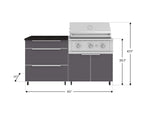 NewAge Outdoor Kitchens Aluminum 4-Piece Cabinet Set with Casters and 3 Drawer, Grill Cabinet, Performance Grill, Countertop-72126-Garage Giant 