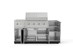 NewAge Outdoor Kitchens Outdoor Grill Island Stainless-Steel 5-Piece Cabinet Set with 1-Door, Grill Cabinet, Side Burner and Performance Grill - (Liquid Propane) 