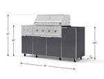 NewAge Outdoor Kitchens Outdoor Grill Island Aluminum 5-Piece Cabinet Set with Casters and 1-Door, Grill Cabinet, Side Burner and Performance Grill - (Liquid Propane) 