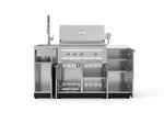 NewAge Outdoor Kitchens Outdoor Grill Island Stainless-Steel 5-Piece Cabinet Set with Sink, 1 Door, Grill Cabinet, Platinum Grill and Stainless Steel Countertop - (Liquid Propane) 