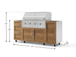 NewAge Outdoor Kitchens Outdoor Grill Island Stainless-Steel Louvered Doors 5-Piece Cabinet Set with Casters 1 Door, 3 Drawer, Grill Cabinet and Performance Grill - (Liquid Propane) 