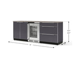 NewAge Outdoor Kitchens Aluminum 5-Piece Cabinet Set with 3-Drawer, 2-Door Cabinet, Countertops and Fridge-72121-Garage Giant 