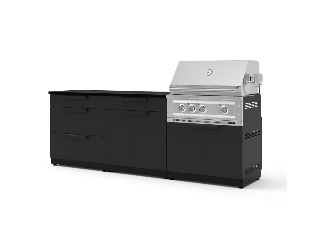 NewAge Outdoor Kitchens Stainless-Steel 5-Piece Cabinet Set with with 3-Drawer, Bar, Grill Cabinet, Platinum Grill and Countertop-73321-Garage Giant