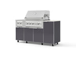 NewAge Outdoor Kitchens Outdoor Grill Island Aluminum 6-Piece Cabinet Set with Casters and 1-Door, Grill Cabinet, Platinum Grill, Dual Side Burner and Dekton in Aeris Countertop - (Liquid Propane) | Garage Giant 
