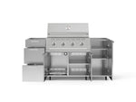 NewAge Outdoor Kitchens Outdoor Grill Island Stainless-Steel 5-Piece Cabinet Set with Casters 1 Door, 3 Drawer, Grill Cabinet and Performance Grill - (Liquid Propane) 