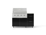 NewAge Outdoor Kitchens Outdoor Grill Island Aluminum 4-Piece Cabinet Set with Casters and 3-Drawer, Grill Cabinet, Performance Grill and Dekton in Aeris Countertop - (Liquid Propane) 