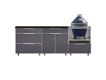 NewAge Outdoor Kitchens Aluminum 5-Piece Cabinet Set With Casters and 3 Drawer, Bar, Kamado Cabinet, Kamado, Countertop-72679-Garage Giant 