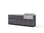 NewAge Outdoor Kitchens Aluminum 5-Piece Cabinet Set with 3 Drawer, Bar, Grill Cabinet, Platinum Griddle and Countertop-74950-Garage Giant 