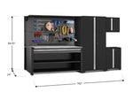 NewAge Garage Cabinets Pro Series 5-Piece Cabinet Set with Base, Wall Cabinet, Locker, 78 in. Workstation, and Pegboard Accessories Kit-32643-Garage Giant 