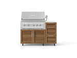 NewAge Outdoor Kitchens Outdoor Grill Island Stainless-Steel Louvered Doors 4-Piece Cabinet Set with Casters and 3-Drawer, Grill Cabinet, Platinum Grill and Dekton in Aeris Countertop - (Liquid Propane) 