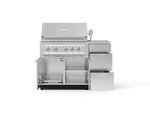 NewAge Outdoor Kitchens Outdoor Grill Island Stainless-Steel 4-Piece Cabinet Set with 3-Drawer, Grill Cabinet, Platinum Grill and Countertop 