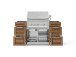 NewAge Outdoor Kitchens Outdoor Grill Island Stainless-Steel Louvered Doors 5-Piece Cabinet Set with 3 Drawers, Grill Cabinet and Platinum Grill - (Liquid Propane) 