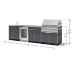NewAge Outdoor Kitchens Aluminum 6-Piece Cabinet Set with Sink, Bar, Grill Cabinet, Platinum Grill, Countertop and Fridge-66335-Garage Giant 