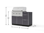 NewAge Outdoor Kitchens Outdoor Grill Island Aluminum 4-Piece Cabinet Set with 3-Drawer, Grill Cabinet, Performance Grill and Countertop - (Liquid Propane) 