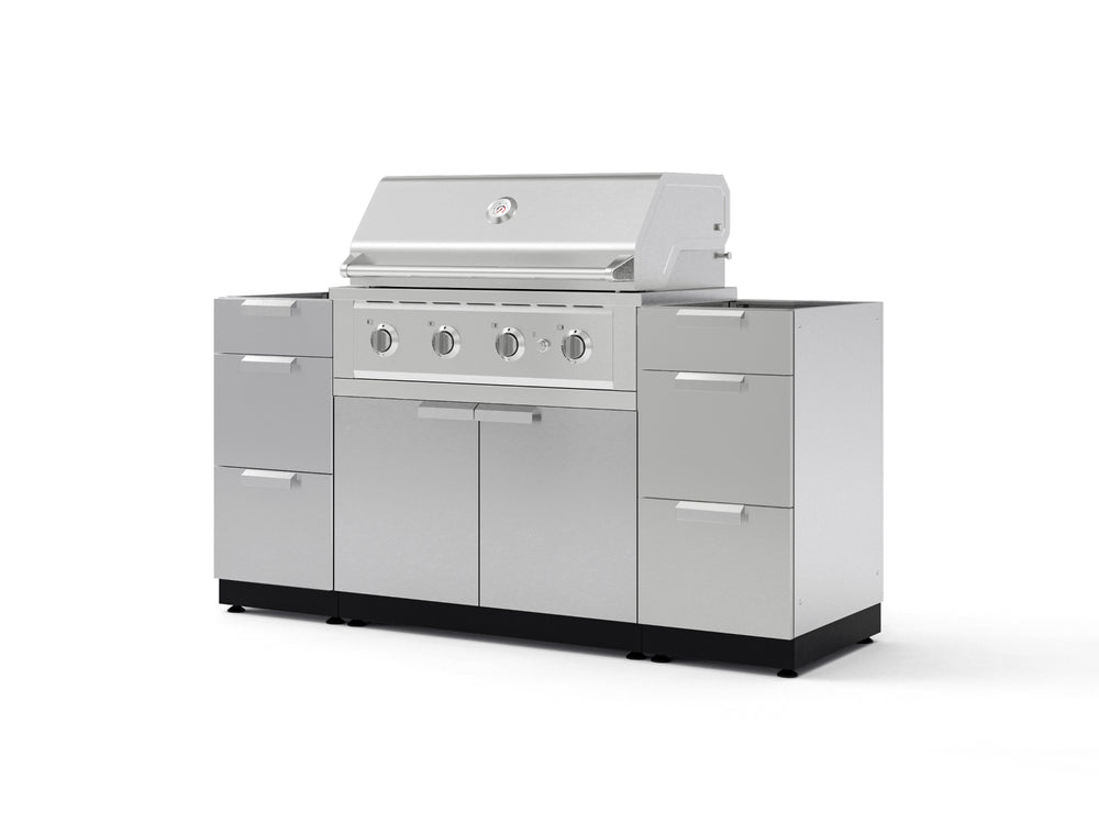 NewAge Outdoor Kitchens Outdoor Grill Island Stainless-Steel 5-Piece Cabinet Set with 3 Drawers, Grill Cabinet and Performance Grill - (Natural Gas) | Garage Giant