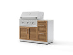 NewAge Outdoor Kitchens Outdoor Grill Island Stainless-Steel Louvered Doors 4-Piece Cabinet Set with 3-Drawer, Grill Cabinet, Performance Grill and Dekton in Aeris Countertop - (Liquid Propane) | Garage Giant 