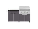 NewAge Outdoor Kitchens Aluminum 4-Piece Cabinet Set with Casters and Bar, Grill Cabinet, Performance Grill, and Countertop-72234-Garage Giant 