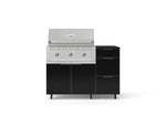 NewAge Outdoor Kitchens Outdoor Grill Island Aluminum 4-Piece Cabinet Set with Casters and 3-Drawer, Grill Cabinet, Performance Grill and Dekton in Sirius Countertop - (Liquid Propane) 